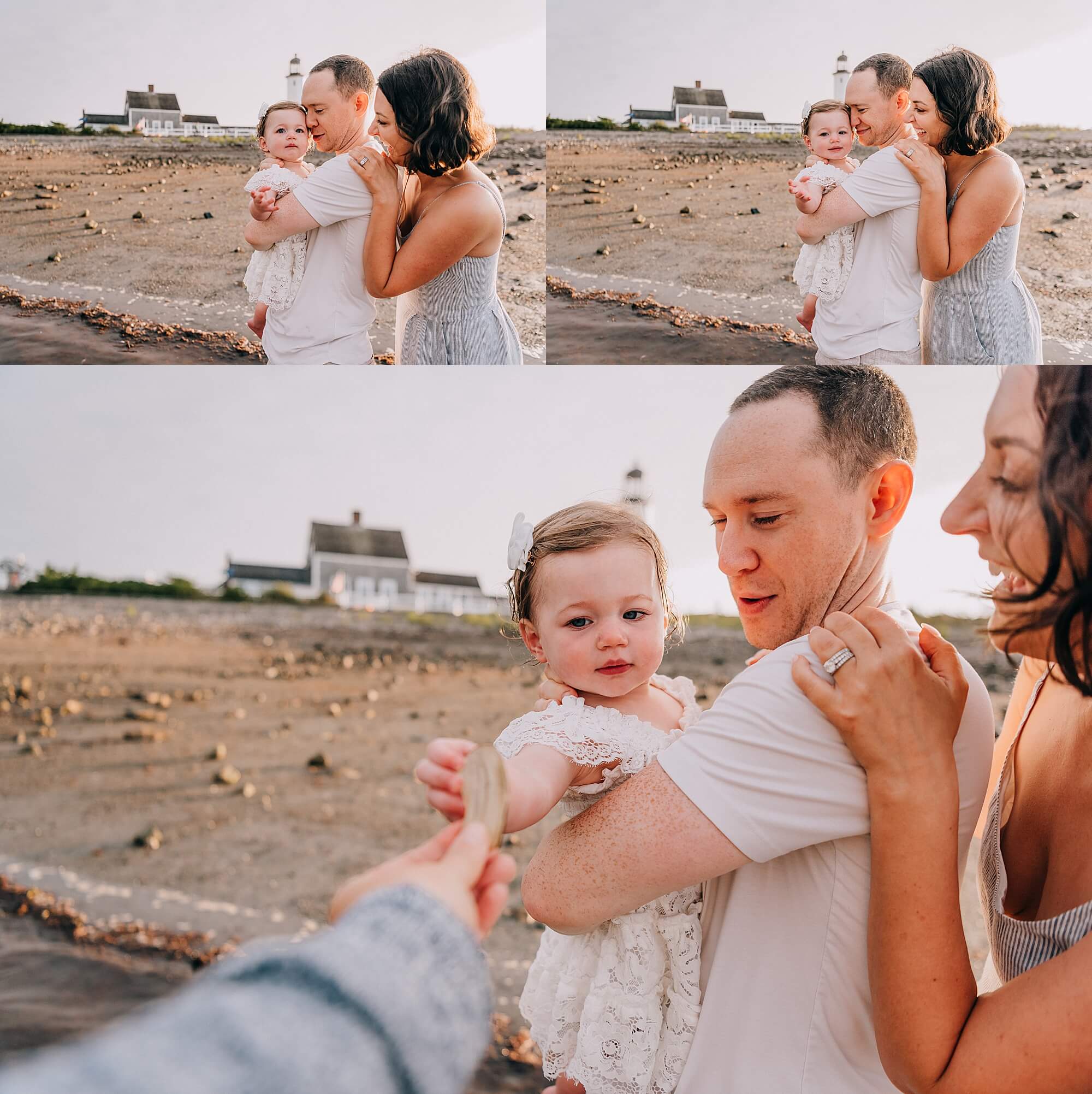 Family playing by the beach in Scituate with Allison Wolf Photography