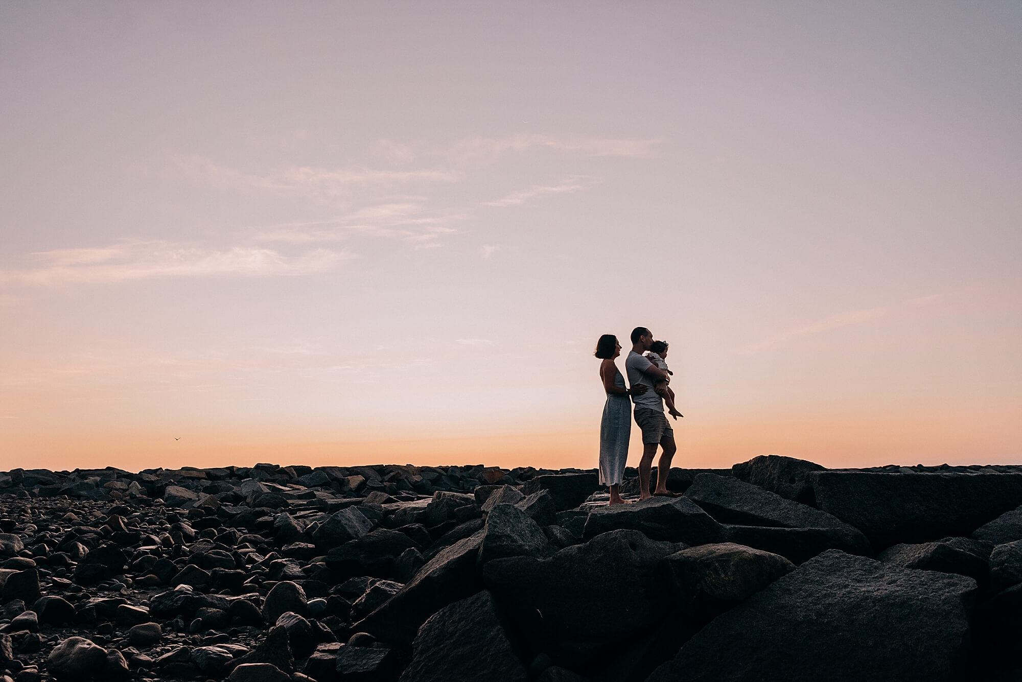 Sunrise at Scituate Lighthouse with a young family