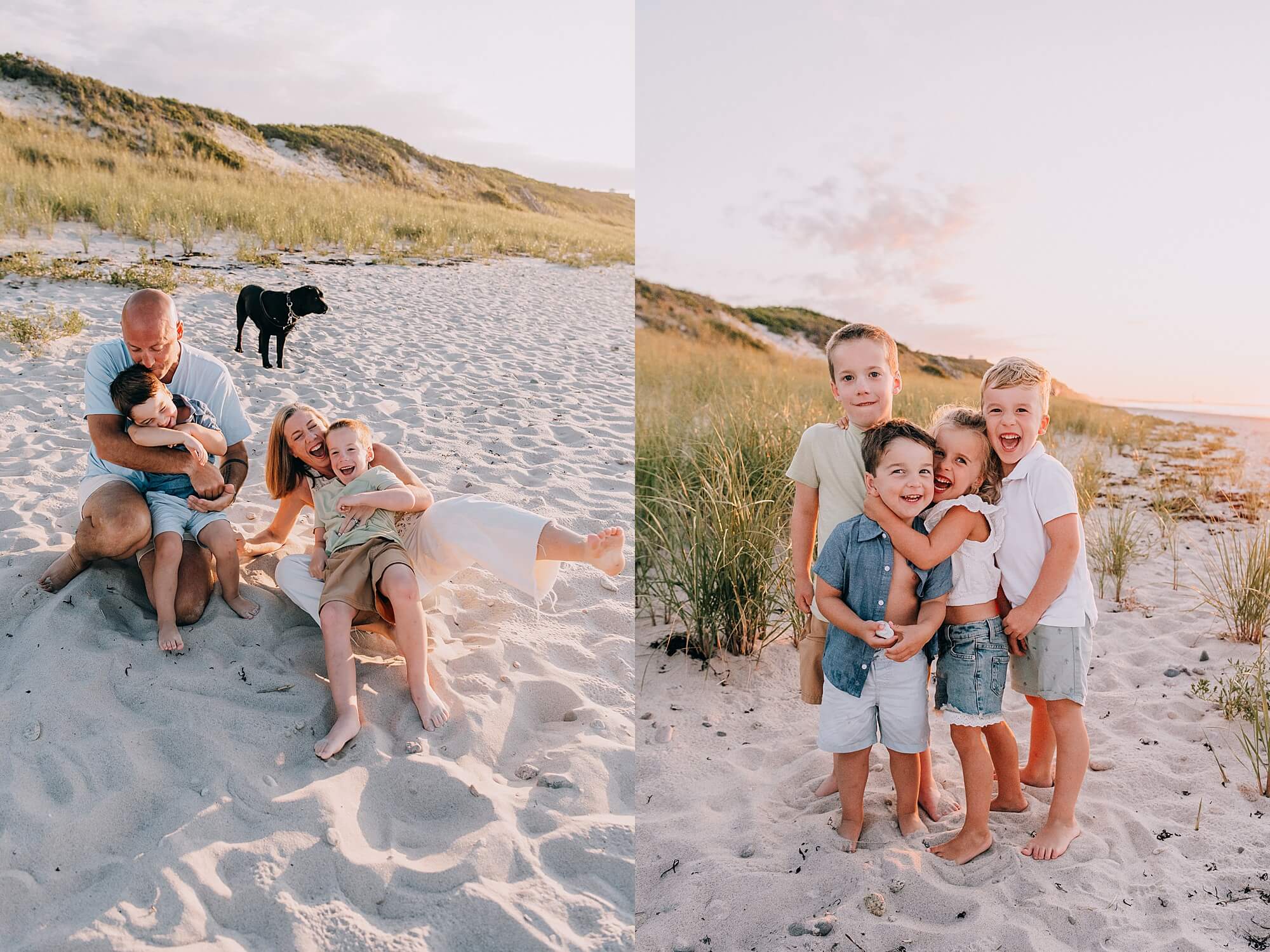 Family having fun in Sandwich MA during their photoshoot with a Cape Cod Family Photographer