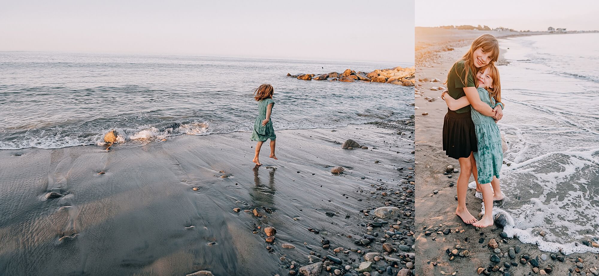 Sisters have fun at the beach on the South Shore MA