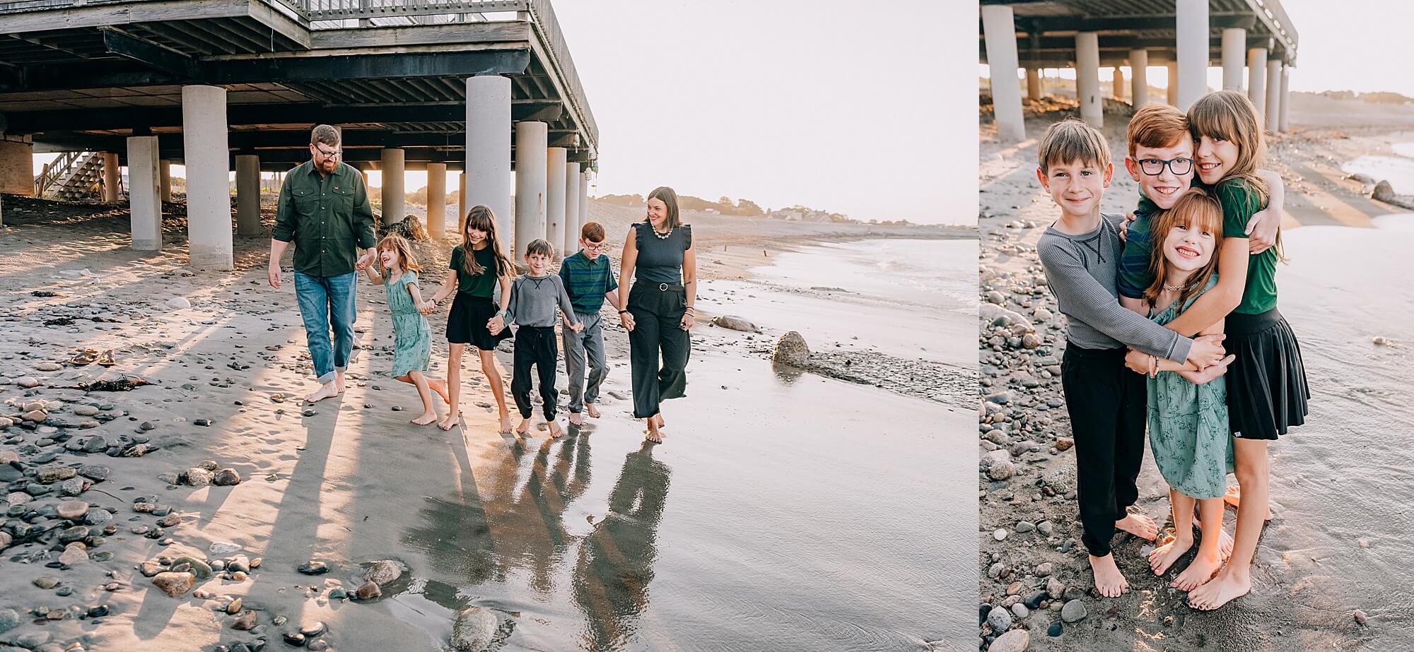 family plays together on the beach during their photos with Scituate MA Family Photographer Allison Wolf