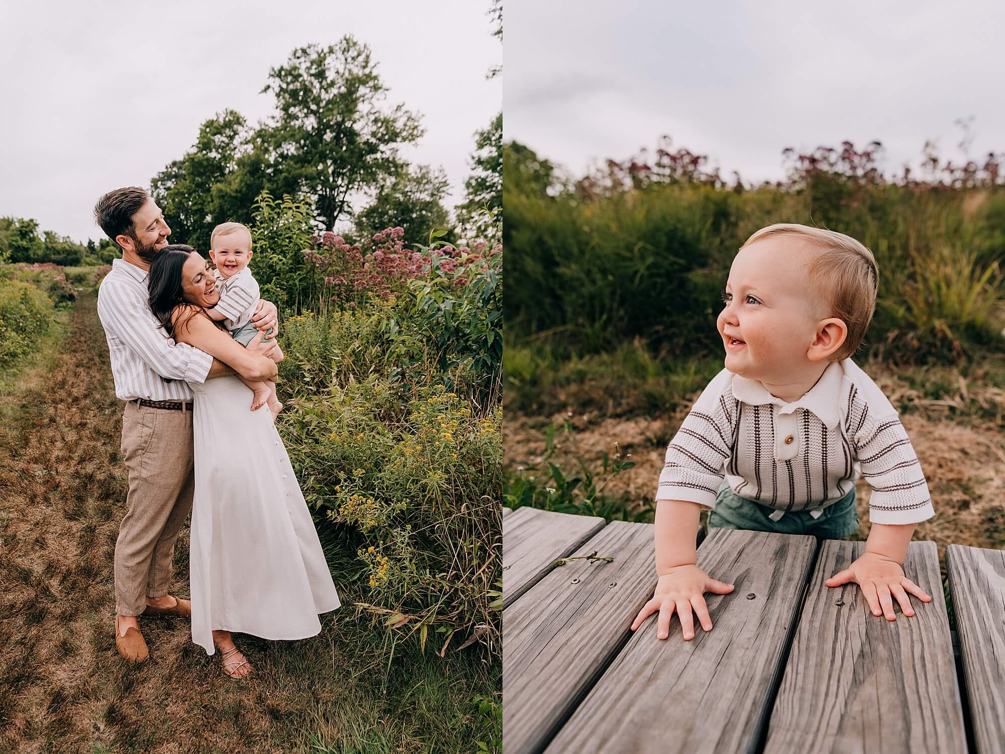 A sweet family with a young son connection during their family photos on the South Shore in Massachusetts